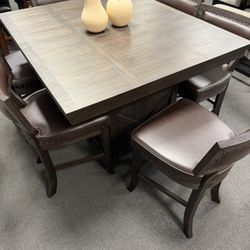 7PC Brown Dining Table Set