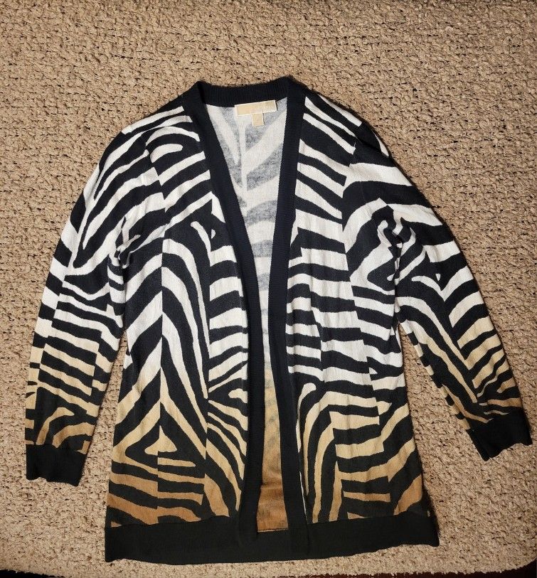 WOMENS MICHAEL MICHAEL KORS CARDIGAN ZEBRA PRINT SIZE M