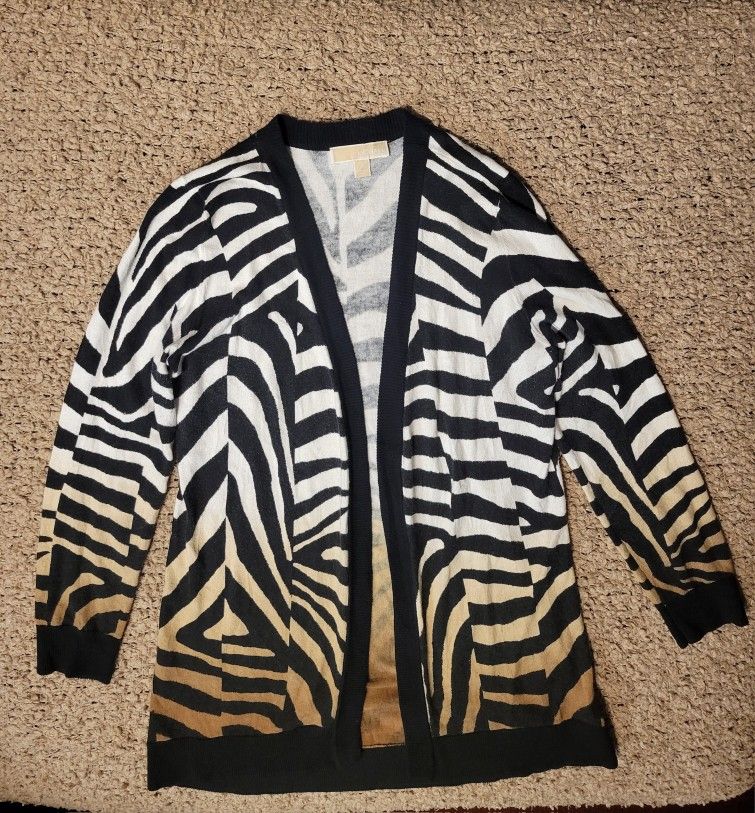 WOMENS MICHAEL MICHAEL KORS CARDIGAN ZEBRA PRINT SIZE M 