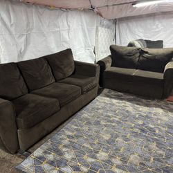 Brown Couch And Loveseat With Pullout Bed Great Condition Clean We Sell All The Time Delivery $40 Local