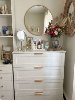 White 4-Drawer Dresser with Gold Handles