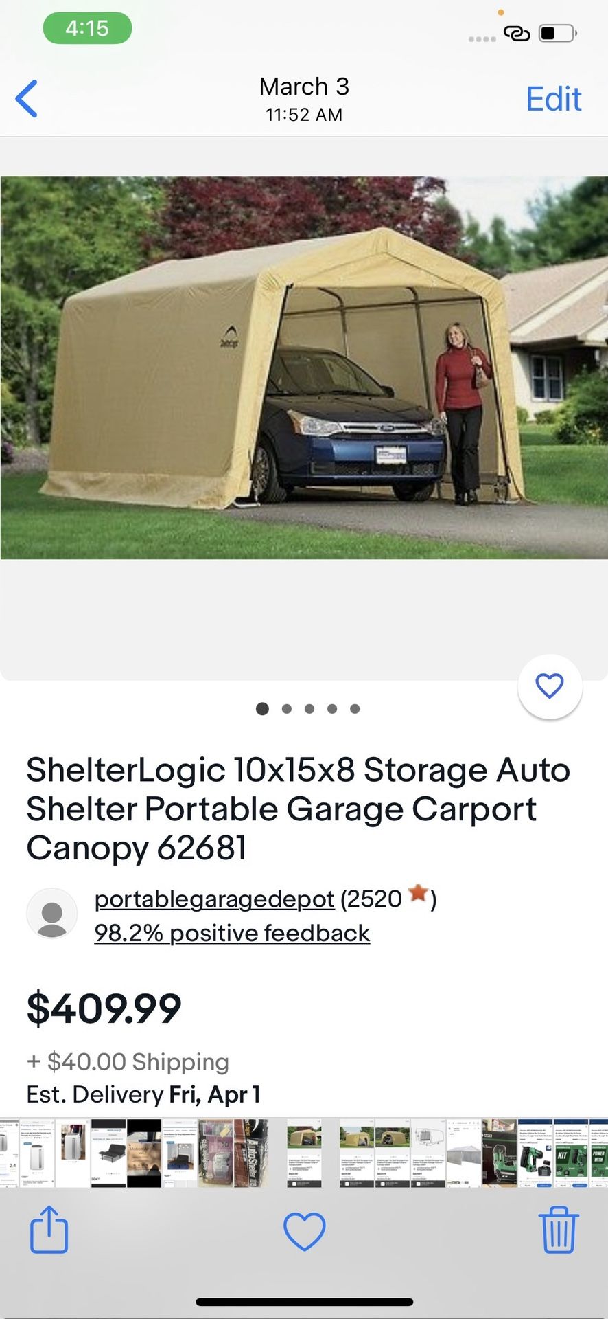 Shelter Logic 10x15x8
