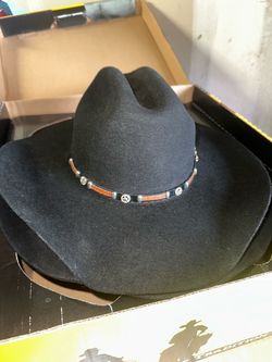 Black Felt Cowboy Hat with Leather Band