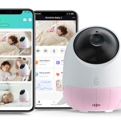 Simshine Wireless Baby Monitor with Smartphone App for Phone Access, Cry Auto Soothing Lullaby, Auto Photo Capture, Face Covered Alert, 2-Way Audio, 