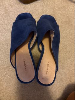 Halogen Blue Suede Wedge Sandal