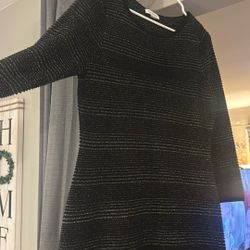 Calvin Klein black sweater dress with glitter silver