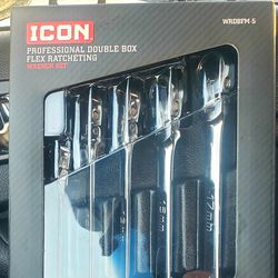 Icon Double Box Flex Ratcheting Wrench Set  5pc