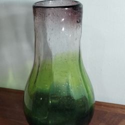 BUBBLE GLASS ART - BLOWN GLASS VASE 10"