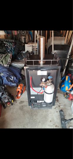 EdgeStar full-size stainless steel kegerator and beer cooler.