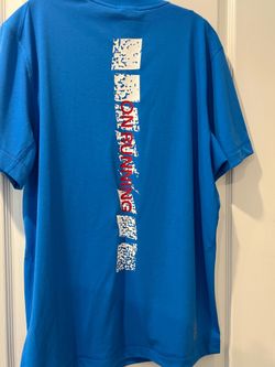 ON RUNNING “MALIBU” BLUE COLOR TRAIN-T GRAPHIC-MEN’S MEDIUM-NEW WITH TAGS-1ST PHOTO IS BACK OF SHIRT!