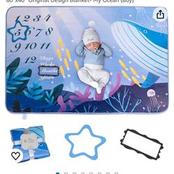 Baby Month  Blanket Ocean Theme  - New In Package