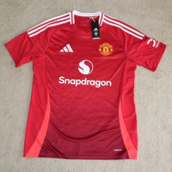 New 2024-25 Adidas Men’s Manchester United Home Soccer Jersey Large