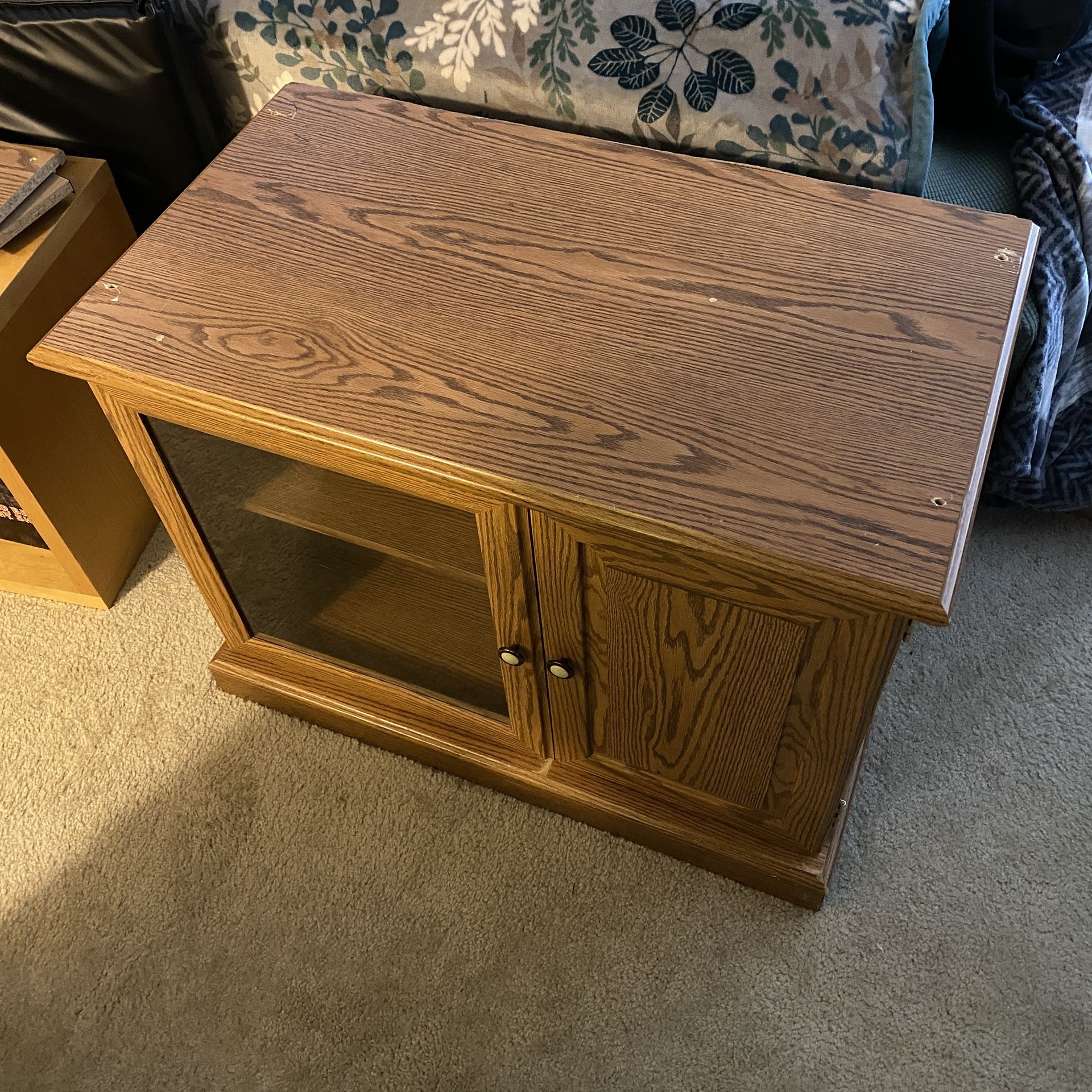 Wooden Storage Cabinet With Shelves & Glass Door Can Be Used As A TV Stand