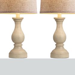 Seealle Farmhouse Table Lamps Set of 2 - Rustic Lamp for Bedroom Living Room, 22" Boho Bedside Lamps for Night Stands End Table Office Desk Lamp Night