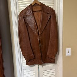 70s Vintage William Berry Leather Blazer Size 44