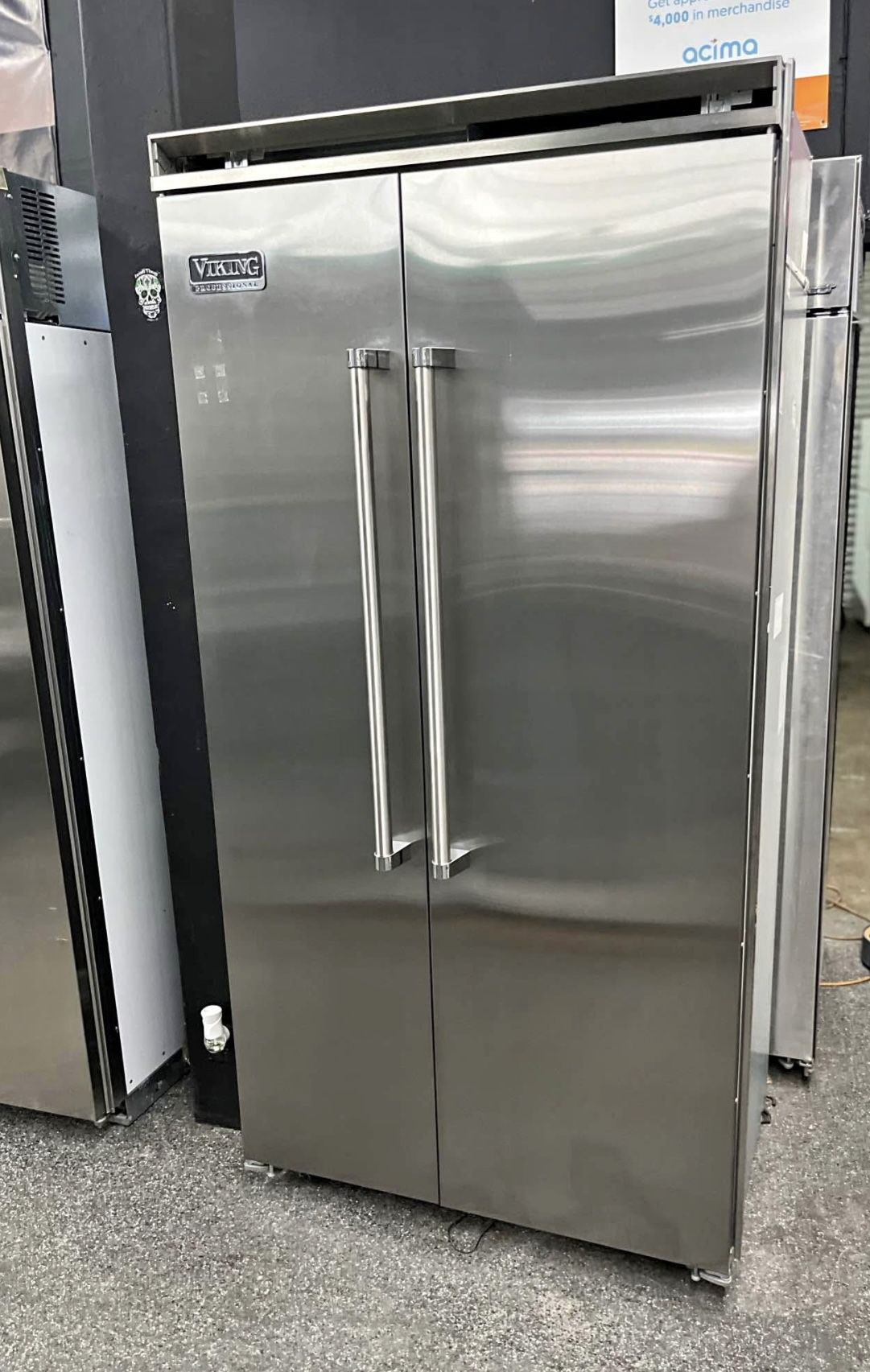 Open Box Viking 42 Inch Side By Side Stainless Steel Built In Fridge