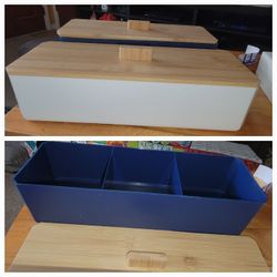💖2 NEW 3 SECTIONAL ORGANIZER FOR ANY ROOM.  1 WHITE AND 1 BLUE WITH LIDS