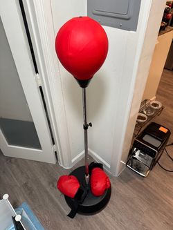 Boxing punching bag with gloves