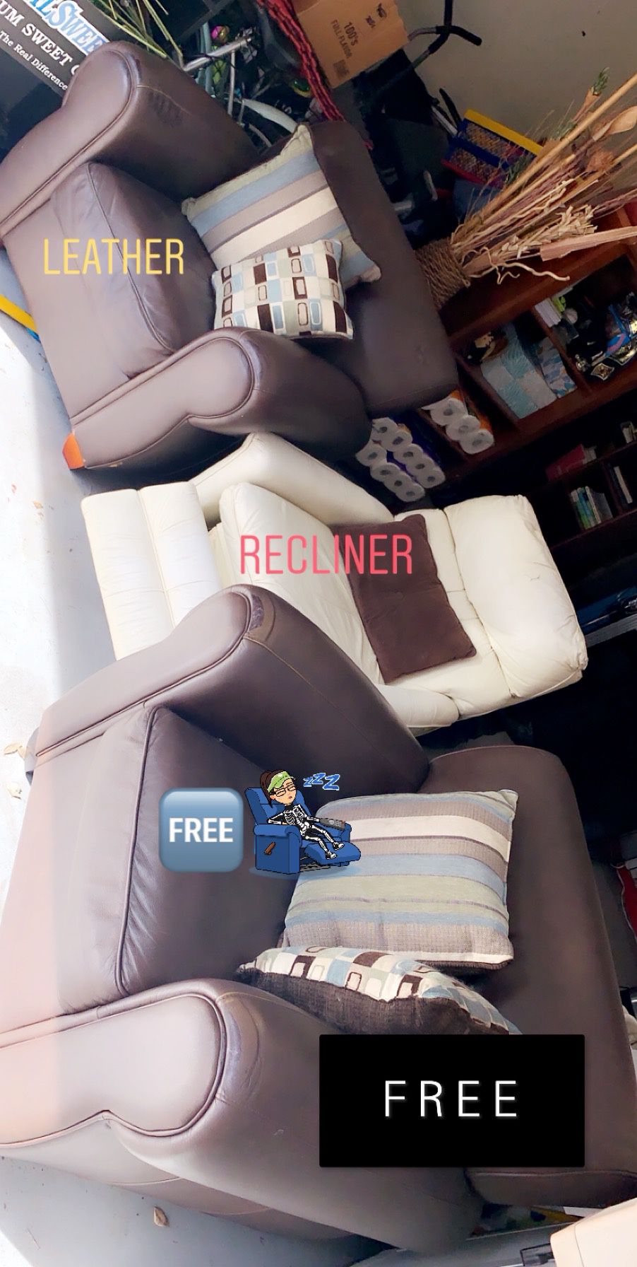 FREE Leather sofa chairs/recliner