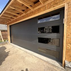 Black Garage Door With Windows 16x7 
