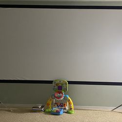 Indoor/Outdoor Theater Projection Screen, Detachable Legs, White, 