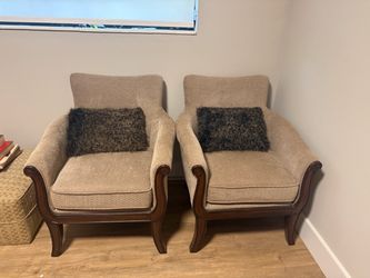 Pair of Traditional Upholstered Accent Chairs