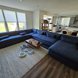 Interior Define Charly Sectional with Righthand Chaise Abyss Performance Texture Weave with walnut legs