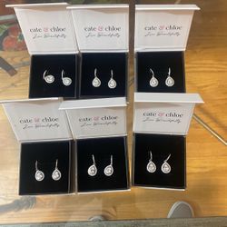 Cate & Chloe Earrings 18k White Gold Plated
