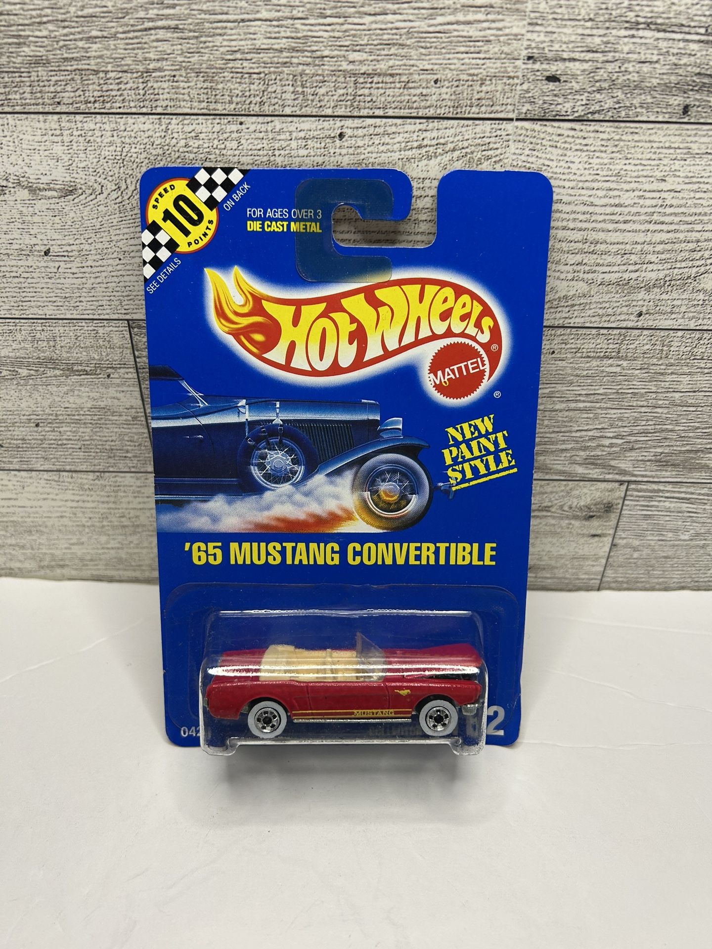 Vintage Hot wheels Red ‘1965 Ford Mustang Convertible / New Paint Style • Die Cast Metal • Made in Malaysia