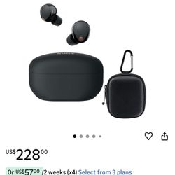 Sony WF-1000XM5 Truly Wireless Noise Canceling Headphones (Black) Bundle with Hard Carrying Case for Headphones (2 Items)