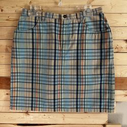Liz Claiborne Blue Beige Plaid vintage Skirt size 10