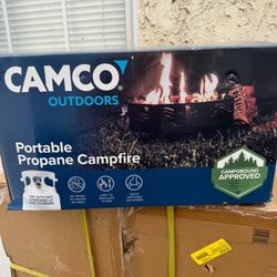 Camco Portable Propane Campfire with Storage Bag - 8-Foot Propane Hose, 14.5-Inch Fire Tray (58047)