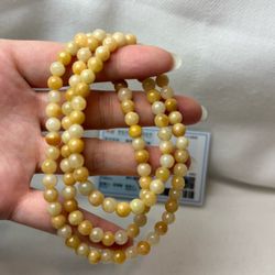 Yellow Jade Beaded Bracelet Necklace