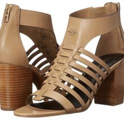 Coach Tan Leather Gladiator Sandals Size 8.5 Block Heel