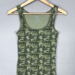 Faded Glory Tank Top Girl's Medium (8-10) Green Camo Sleeveless Shirt