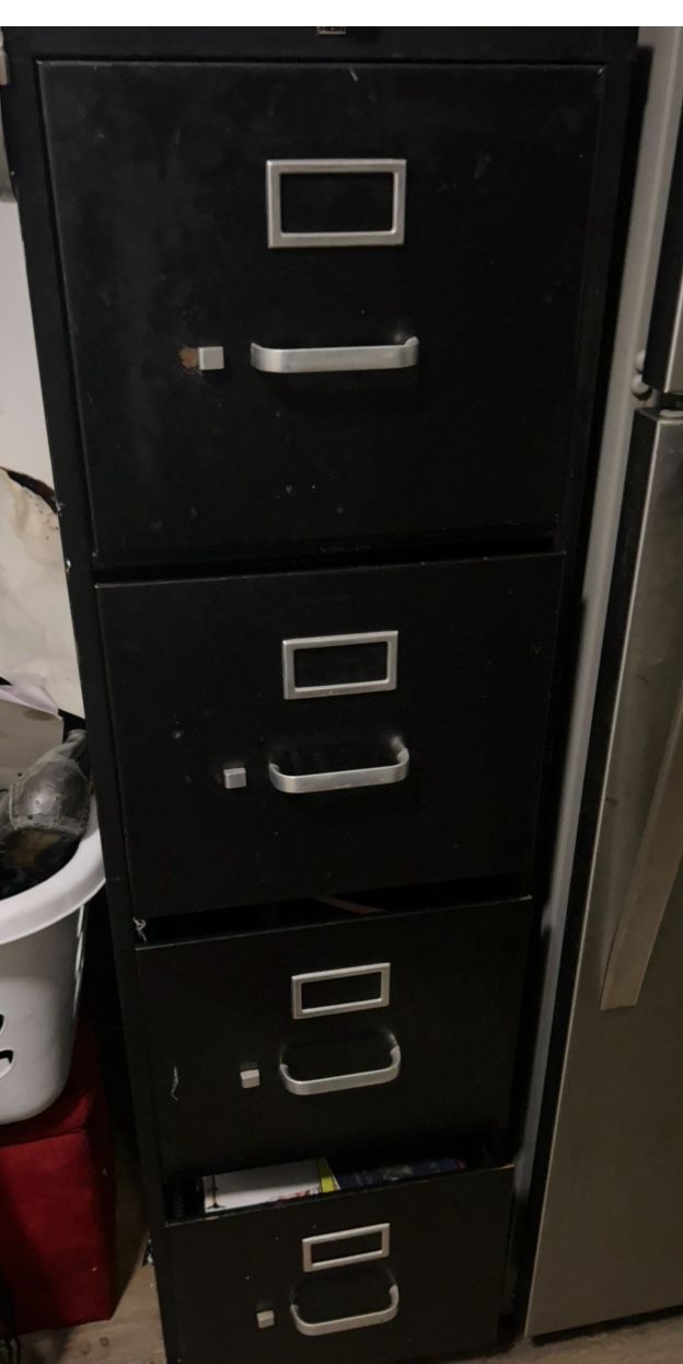Metal Four Tier Filing Cabinet Black