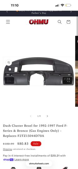 Dash Cluster Bezel for 1(contact info removed) Ford F-Series & Bronco