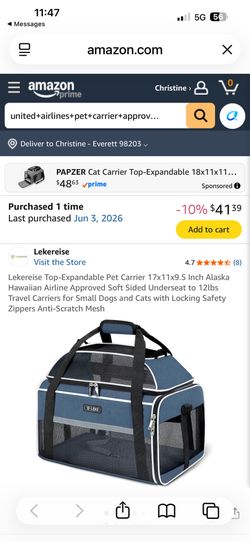 Airline-Approved Expandable Pet Carrier – Like New – Used Once