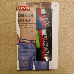 New Men's M 32-34 Levi's High Comfort Cotton Boxer Briefs 3 Pack