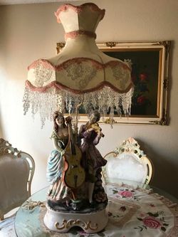 Gorgeous Italian Capodimonte Porcelain Lamp with custom handmade lamp shade