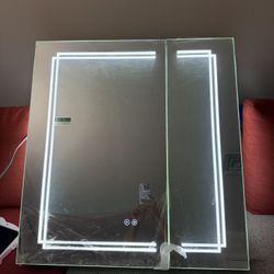 Botiquín iluminado de 30 x 32 pulgadas con espejo de tocador LED para baño