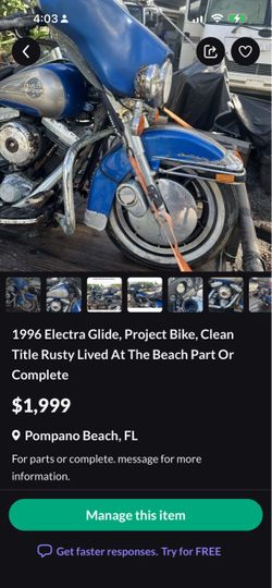 1996 Harley Davidson, electric glide and parts