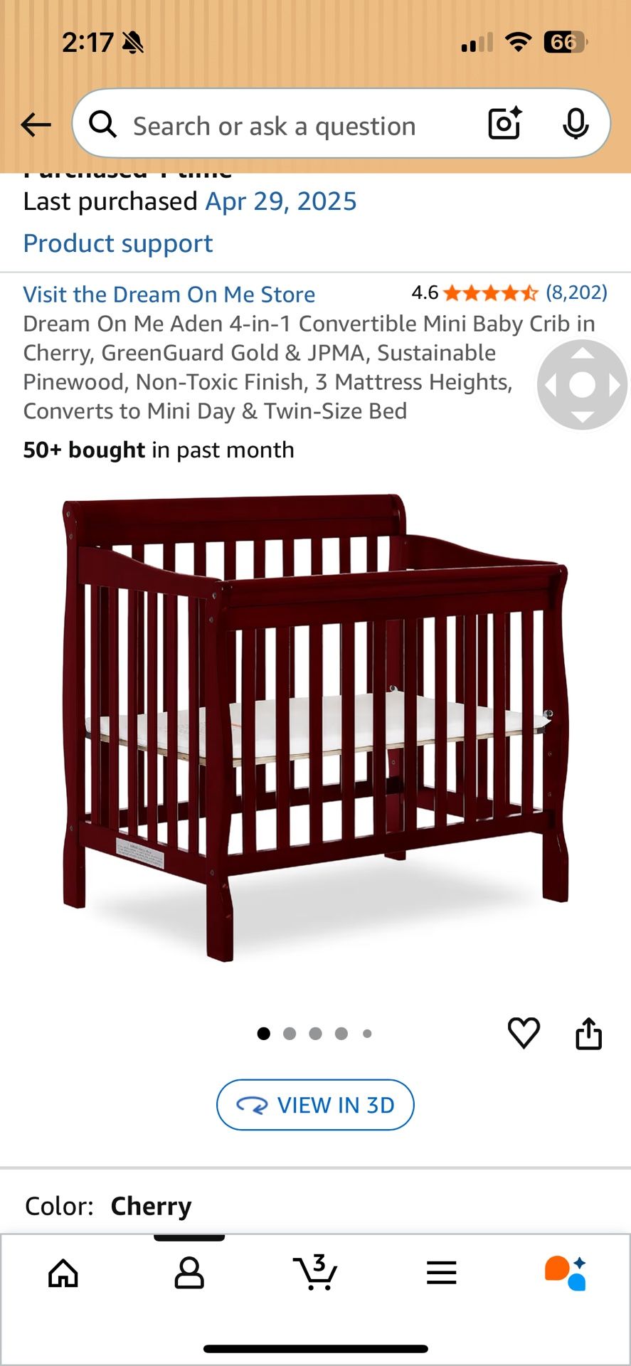 Dream On Me 4 In 1 Convertible Mini Baby Crib 