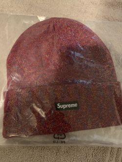 Supreme Tinsel Beanie dark red SS16