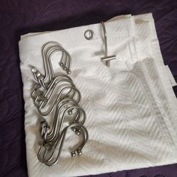 Shower Curtain/Liner And Shower Hooks 