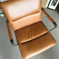 Wed Elm Mid-Century Leather Swivel Office Chair