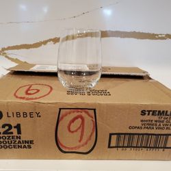 NEW Libbey 221 17 oz Stemless White Wine Glass Restaurant Bar Quality Clear Lot of 9 