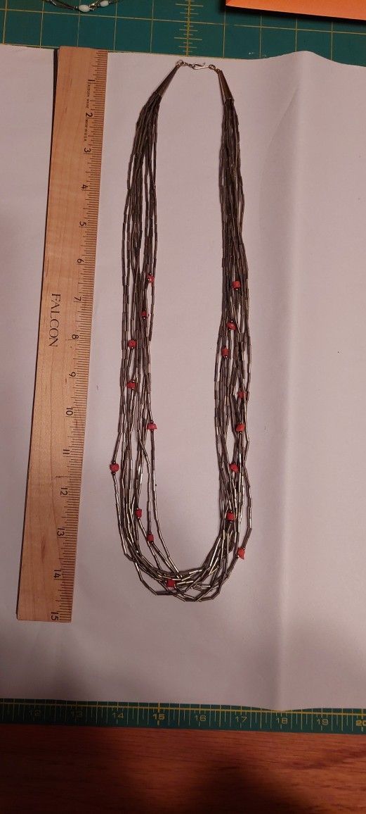 Coral And Silver Necklace