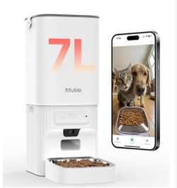 Automatic Cat Feeder with Camera - 5G WiFi Cat Food Dispenser with Night Vision, 7L Dog Feeder Automatic, 1-15 Meals, 1-99 Portions, 2-Way Audio, Jam
