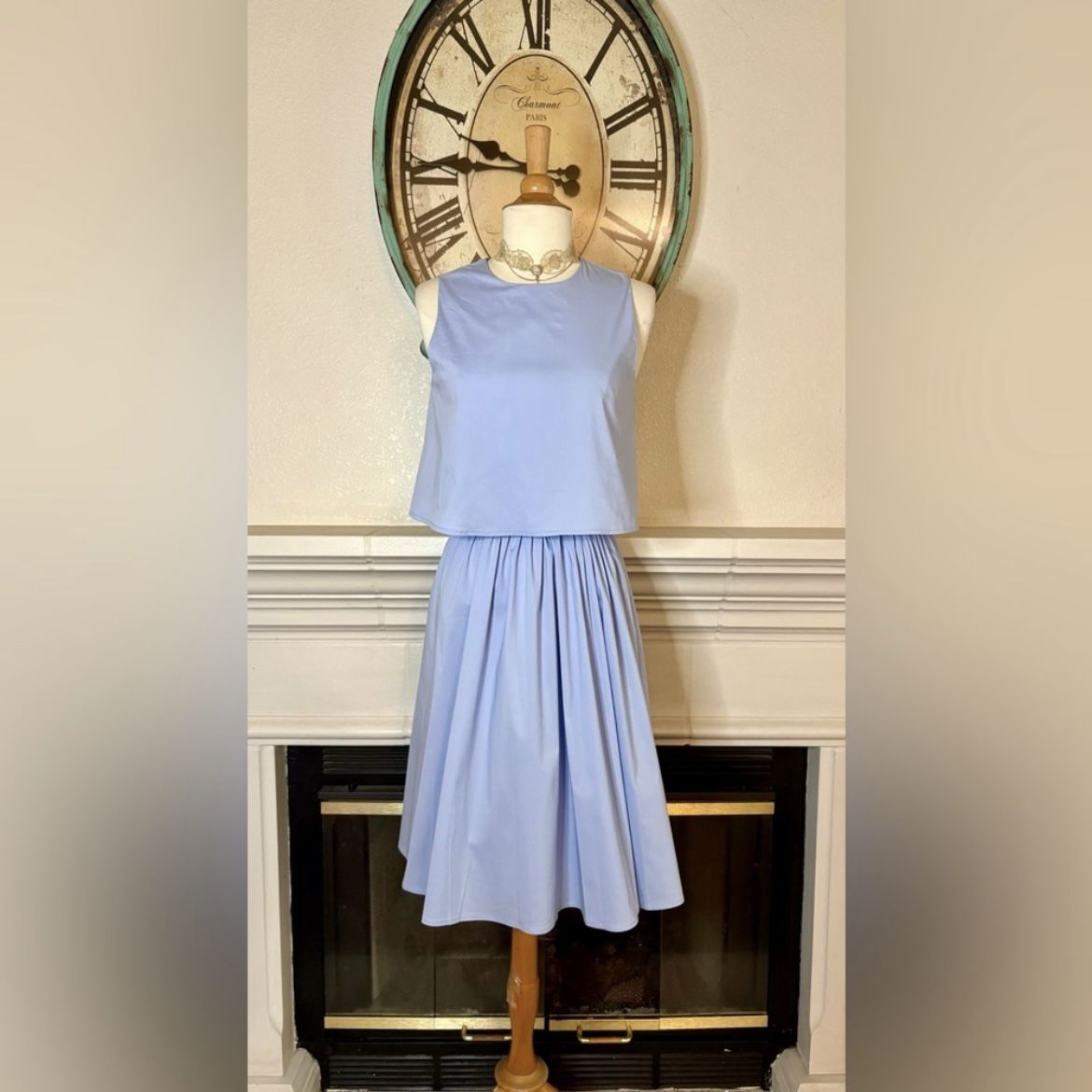 Sugarlips Adorable Baby Blue A-Line Pleated Midi Dress